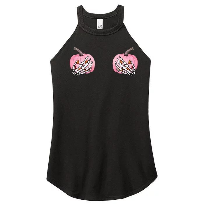 Pink Pumpkin Skeleton Breast Cancer Women’s Perfect Tri Rocker Tank