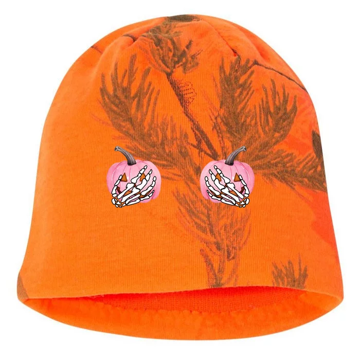 Pink Pumpkin Skeleton Breast Cancer Kati - Camo Knit Beanie