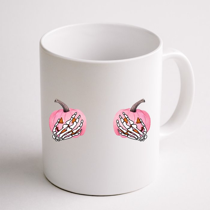 Pink Pumpkin Skeleton Breast Cancer Front & Back Coffee Mug