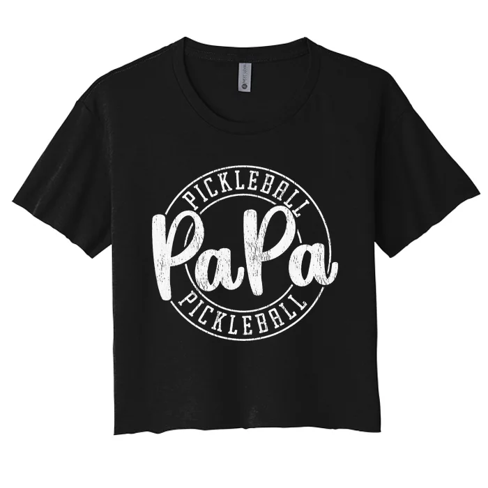 Pickleball Papa Sport Pickleball player grandpa father's day Women's Crop Top Tee