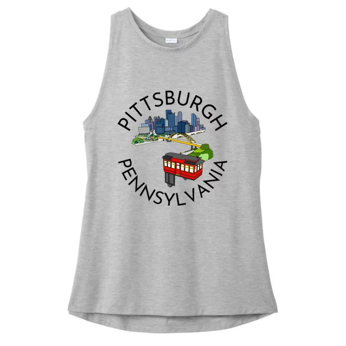 Pittsburgh Pennsylvania Steel City Skyline Bridge 412 Ladies Tri-Blend Wicking Tank