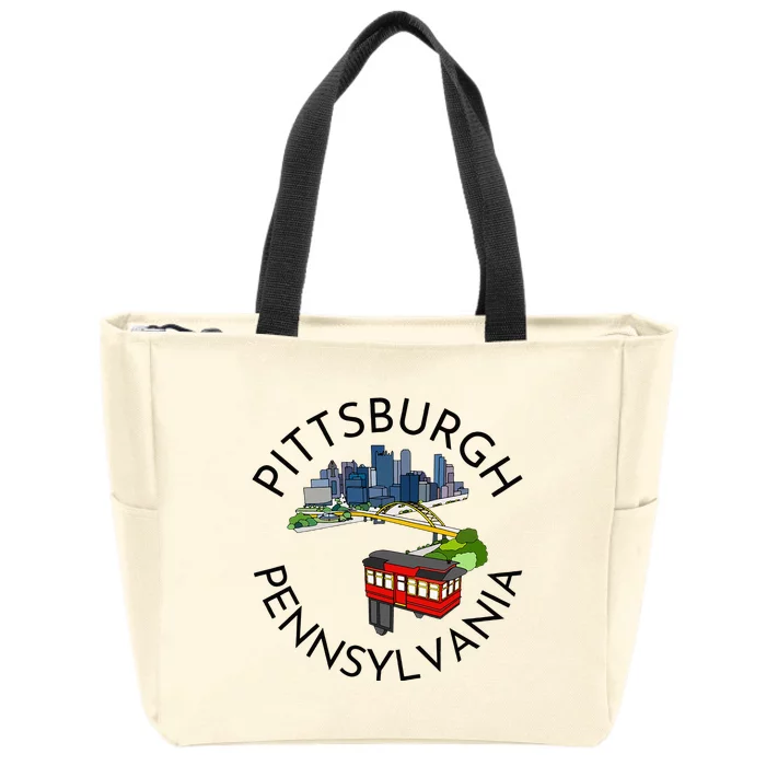 Pittsburgh Pennsylvania Steel City Skyline Bridge 412 Zip Tote Bag