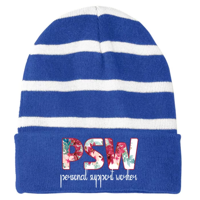 Psw Personal Support Worker Day Great Gift Striped Beanie with Solid Band