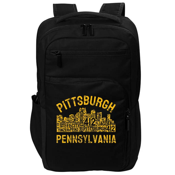 Pittsburgh Pennsylvania Steel City Skyline 412 Home Impact Tech Backpack