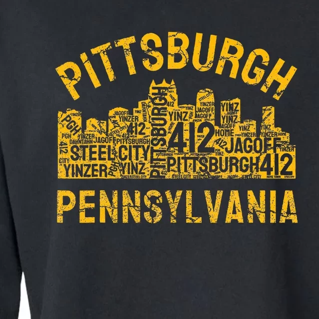 Pittsburgh Pennsylvania Steel City Skyline 412 Home Cropped Pullover Crew