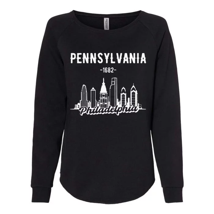 Philadelphia Pennsylvania Skyline Womens California Wash Sweatshirt