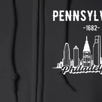 Philadelphia Pennsylvania Skyline Full Zip Hoodie