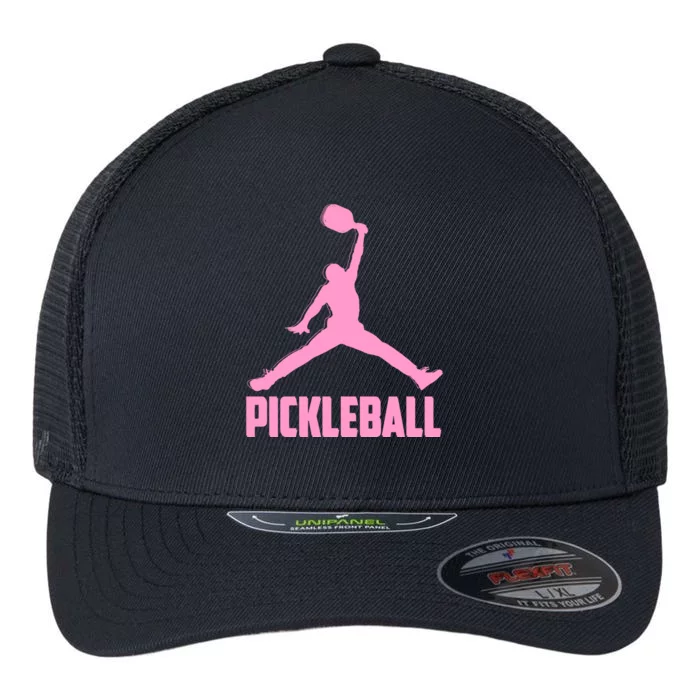 Pink Pickleball Sports Logo Flexfit Unipanel Trucker Cap