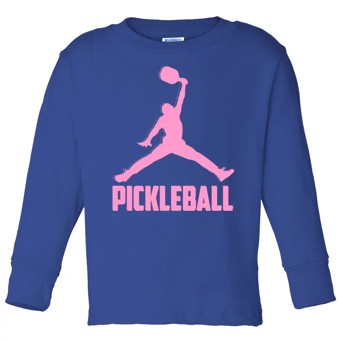 Pink Pickleball Sports Logo Toddler Long Sleeve Shirt