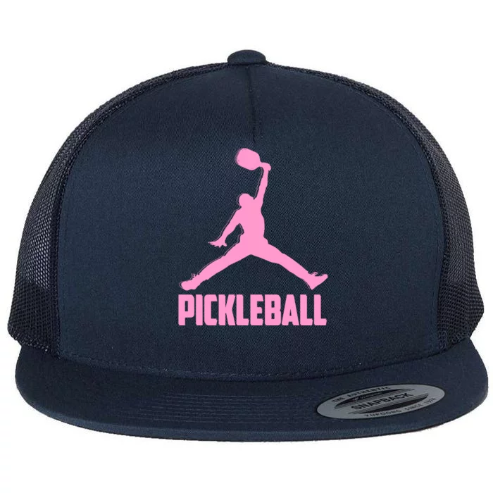 Pink Pickleball Sports Logo Flat Bill Trucker Hat