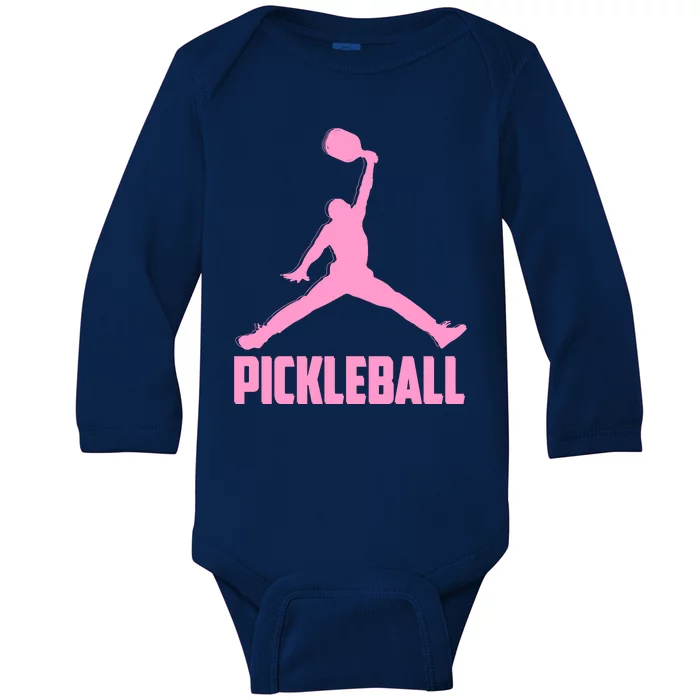 Pink Pickleball Sports Logo Baby Long Sleeve Bodysuit