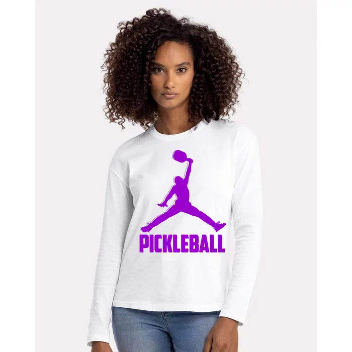 Purple Pickleball Sports Logo Womens Cotton Relaxed Long Sleeve T-Shirt