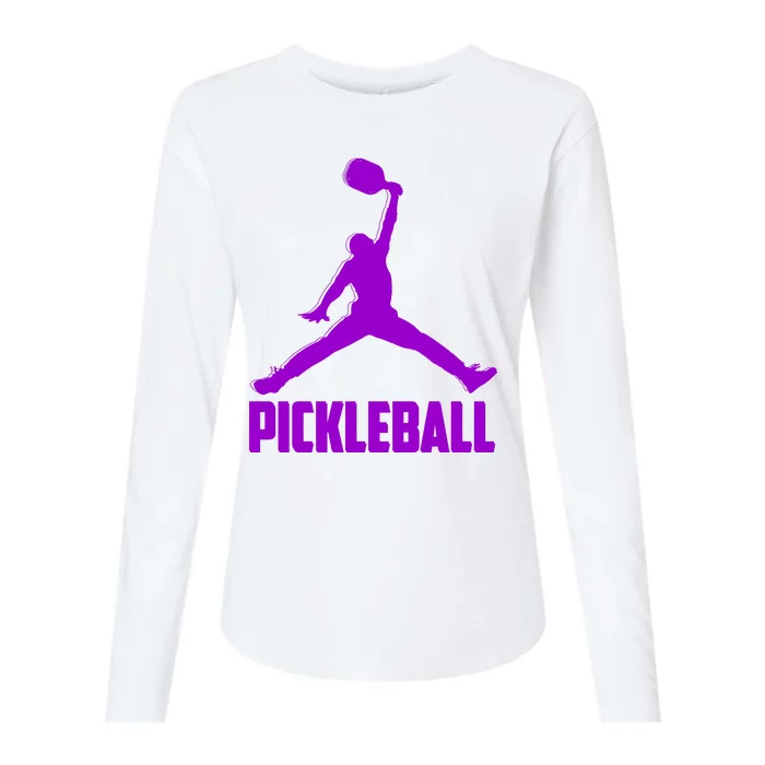 Purple Pickleball Sports Logo Womens Cotton Relaxed Long Sleeve T-Shirt