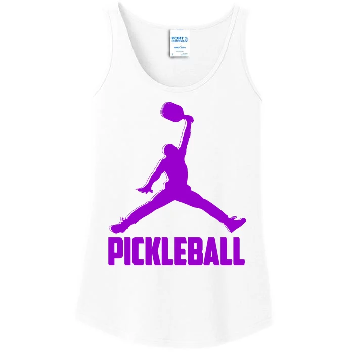 Purple Pickleball Sports Logo Ladies Essential Tank