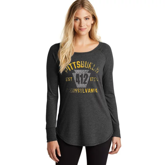 Pittsburgh Pennsylvania Sl City 412 Established Vintage Women's Perfect Tri Tunic Long Sleeve Shirt