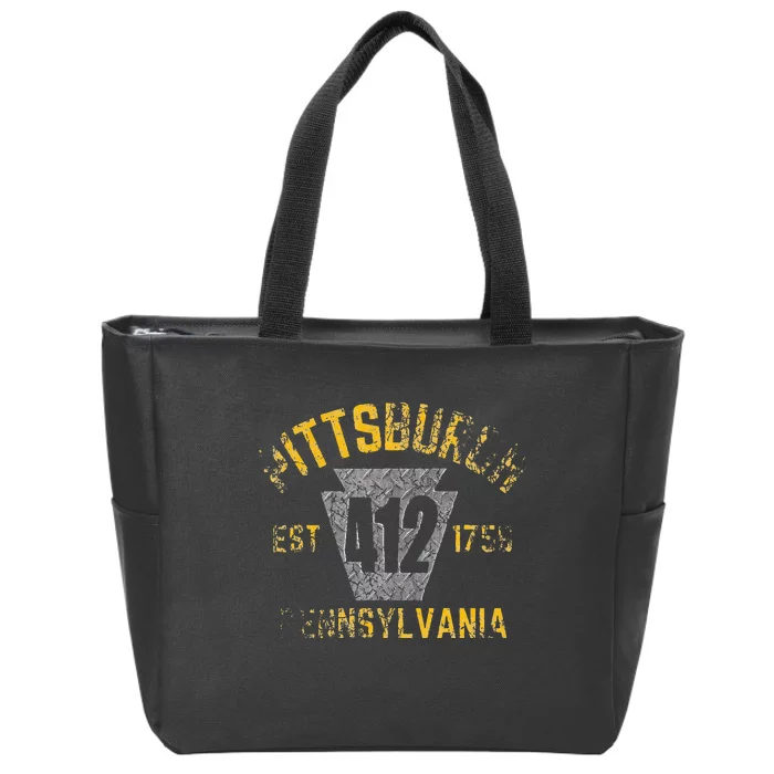 Pittsburgh Pennsylvania Sl City 412 Established Vintage Zip Tote Bag