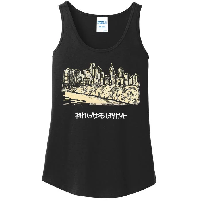 Philadelphia Pennsylvania Skyline Panorama Ladies Essential Tank