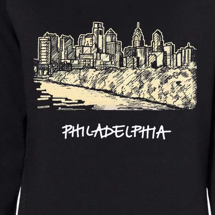 Philadelphia Pennsylvania Skyline Panorama Womens California Wash Sweatshirt