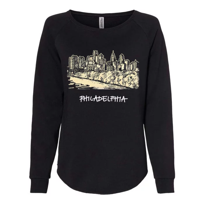 Philadelphia Pennsylvania Skyline Panorama Womens California Wash Sweatshirt