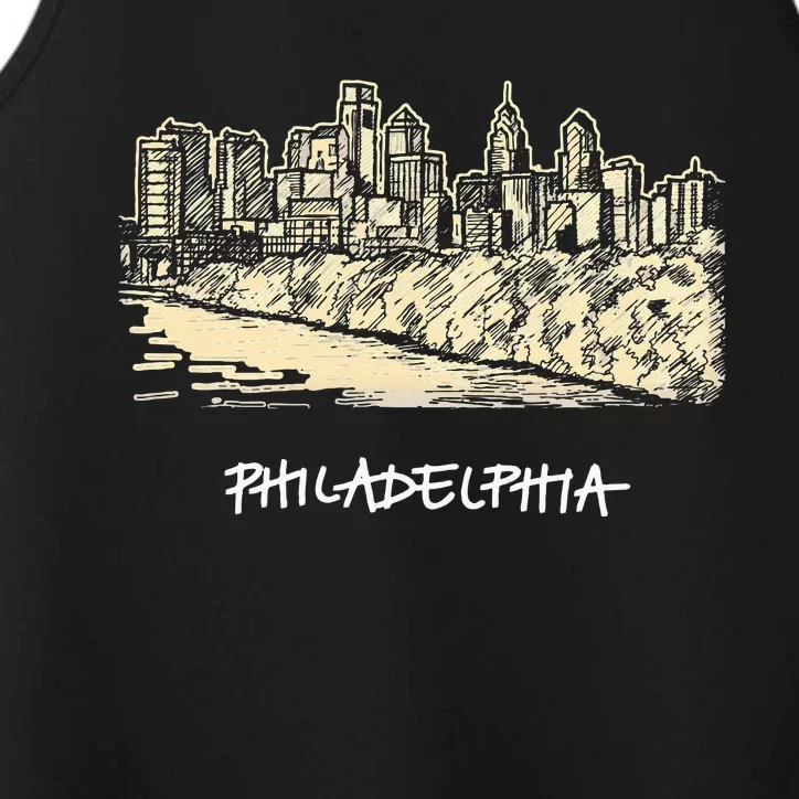 Philadelphia Pennsylvania Skyline Panorama Performance Tank