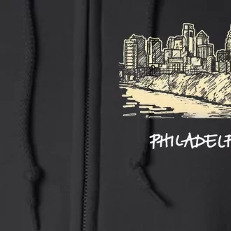 Philadelphia Pennsylvania Skyline Panorama Full Zip Hoodie