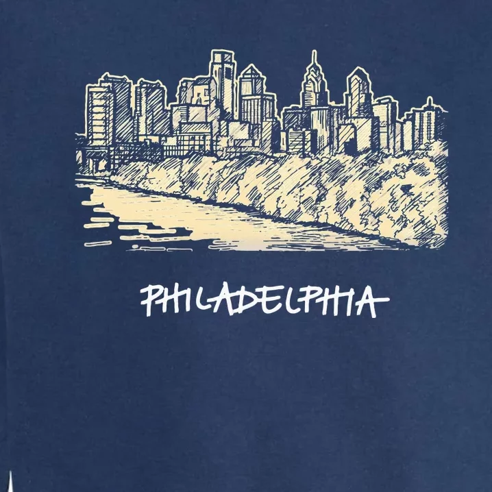 Philadelphia Pennsylvania Skyline Panorama Garment-Dyed Sweatshirt