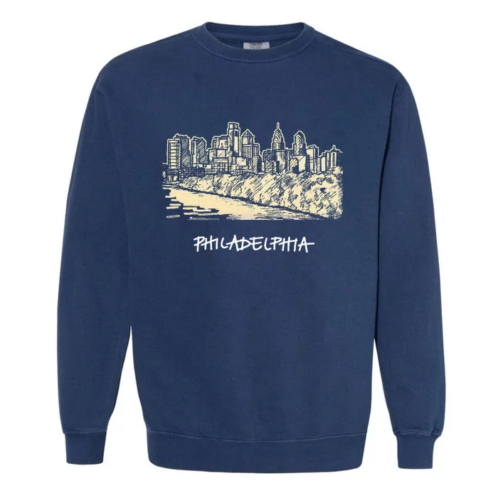 Philadelphia Pennsylvania Skyline Panorama Garment-Dyed Sweatshirt