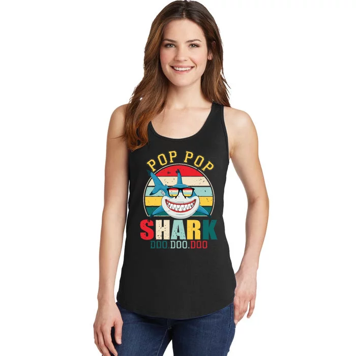 Pop Pop Shark Father's Day For Pop Pop Ladies Essential Tank