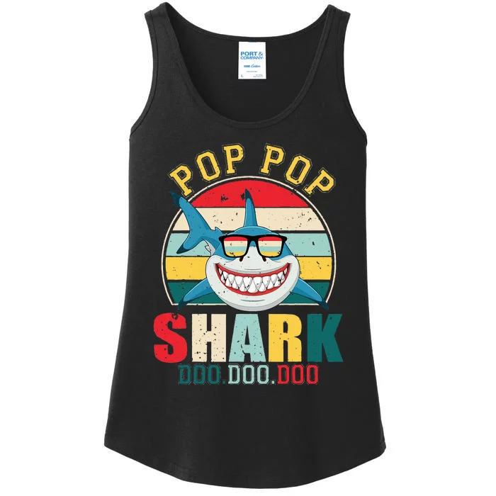 Pop Pop Shark Father's Day For Pop Pop Ladies Essential Tank