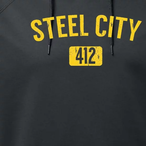 Pittsburgh Pennsylvania Steel City Black And Gold Performance Fleece Hoodie