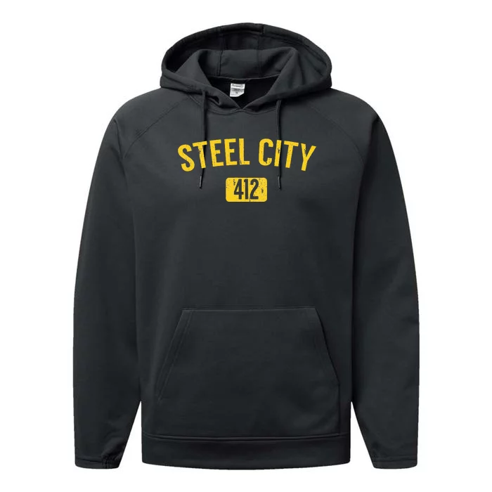 Pittsburgh Pennsylvania Steel City Black And Gold Performance Fleece Hoodie