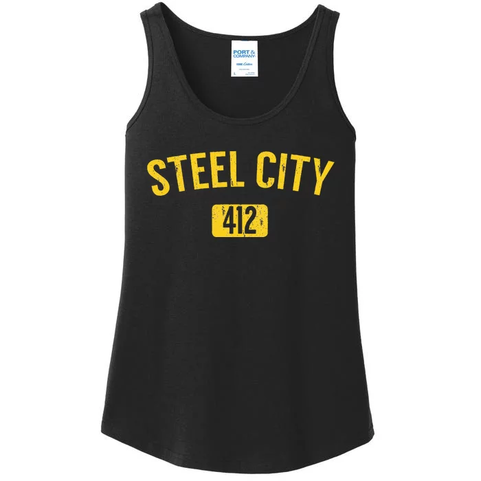 Pittsburgh Pennsylvania Steel City Black And Gold Ladies Essential Tank