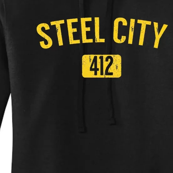 Pittsburgh Pennsylvania Steel City Black And Gold Women's Pullover Hoodie