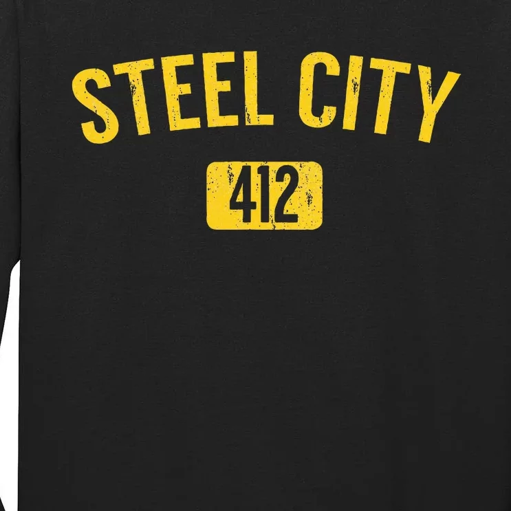 Pittsburgh Pennsylvania Steel City Black And Gold Tall Long Sleeve T-Shirt