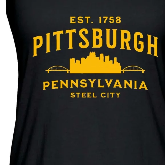 Pittsburgh Pennsylvania Steel City Skyline Bridges Home 412 Ladies Essential Flowy Tank