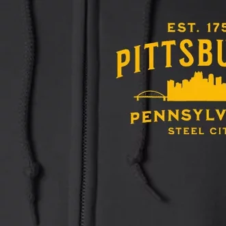 Pittsburgh Pennsylvania Steel City Skyline Bridges Home 412 Full Zip Hoodie