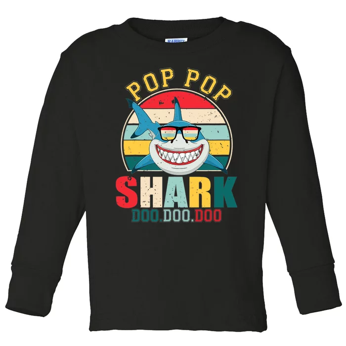 Pop Pop Shark Shirt Father's Day For Pop Pop Toddler Long Sleeve Shirt