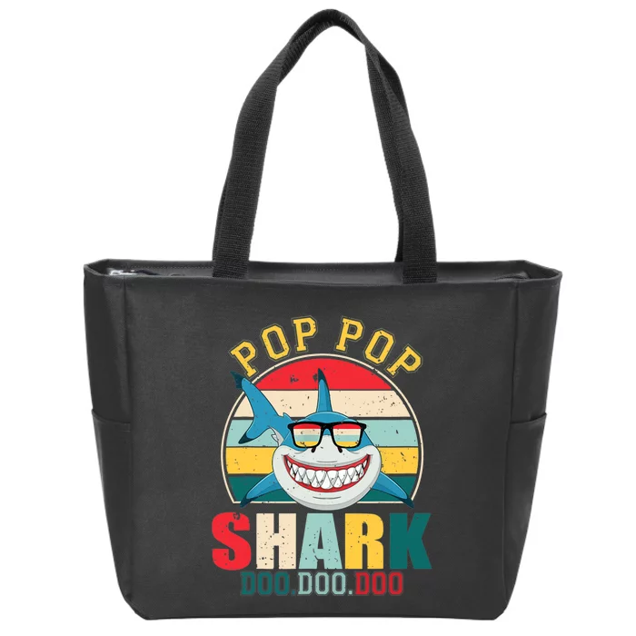 Pop Pop Shark Shirt Father's Day For Pop Pop Zip Tote Bag