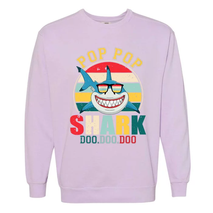 Pop Pop Shark Shirt Father's Day For Pop Pop Garment-Dyed Sweatshirt