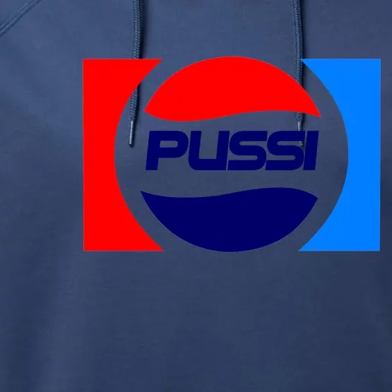 Pussi Parody Spoof Logo Offensive Performance Fleece Hoodie