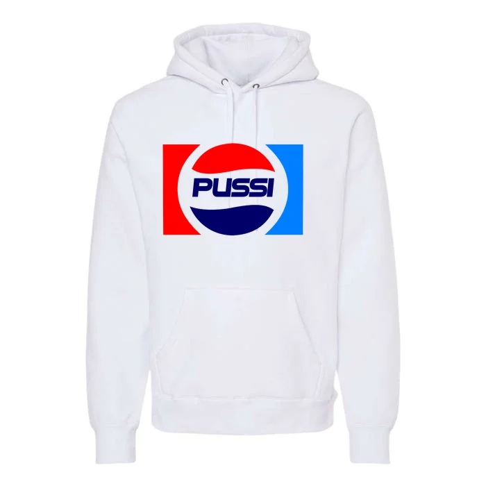 Pussi Parody Spoof Logo Offensive Premium Hoodie