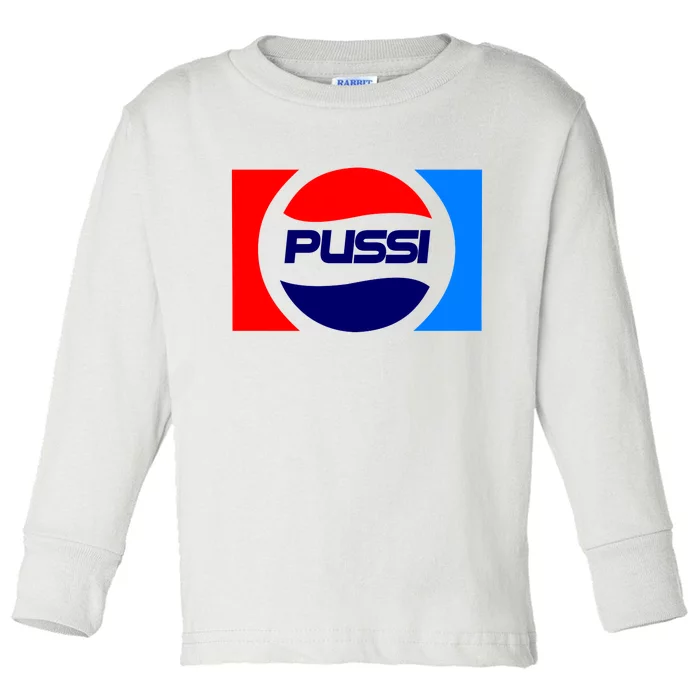 Pussi Parody Spoof Logo Offensive Toddler Long Sleeve Shirt