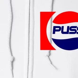 Pussi Parody Spoof Logo Offensive Full Zip Hoodie