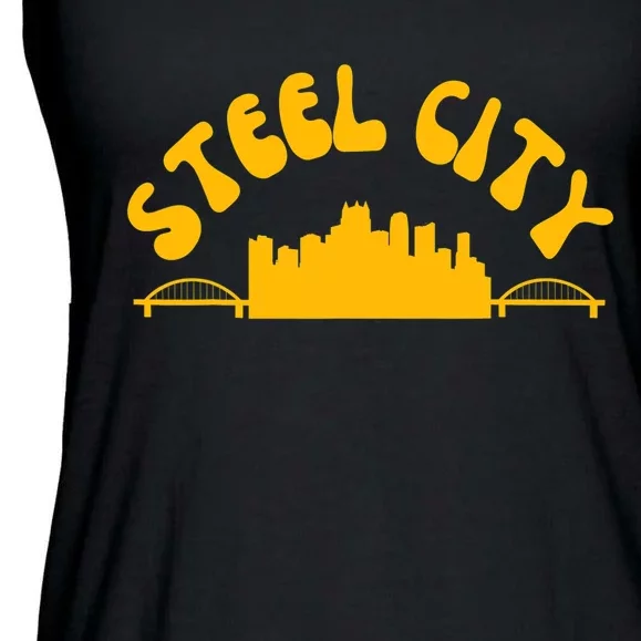 Pittsburgh Pennsylvania Sl City Skyline Bridges Retro Ladies Essential Flowy Tank