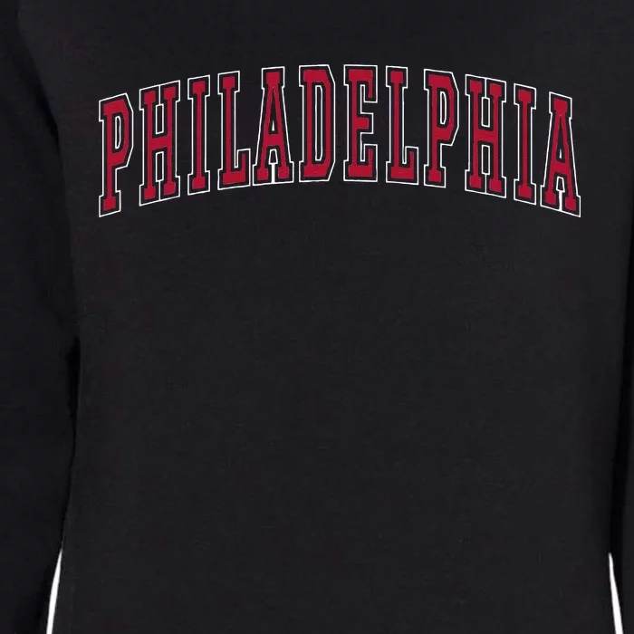 Philadelphia Pennsylvania Souvenir College Style Red Text Womens California Wash Sweatshirt