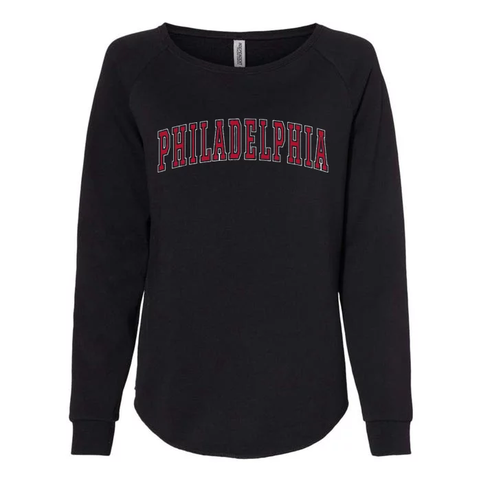 Philadelphia Pennsylvania Souvenir College Style Red Text Womens California Wash Sweatshirt