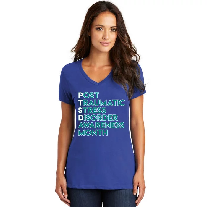 Ptsd Postgifttraumatic Stress Disorder Awareness Month Funny Gift Women's V-Neck T-Shirt