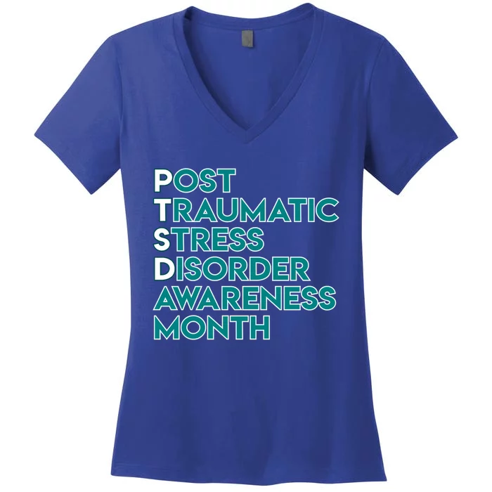 Ptsd Postgifttraumatic Stress Disorder Awareness Month Funny Gift Women's V-Neck T-Shirt