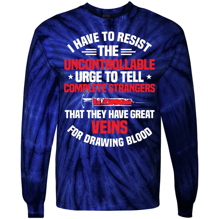 Phlebotomy Phlebotomist Syringe Needle Medical Technician Tie-Dye Long Sleeve Shirt