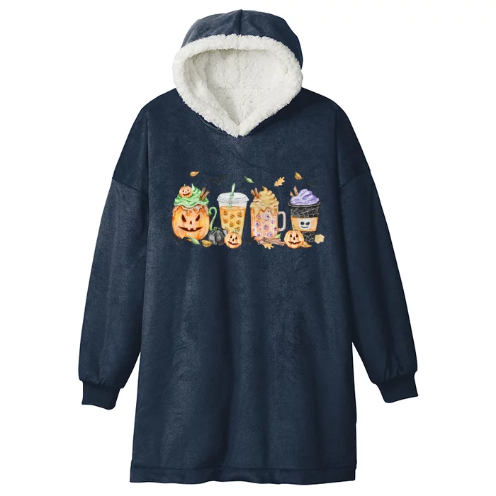 Plaid Pumpkin Spice Hello Fall Autumn Thanksgiving Hooded Wearable Blanket